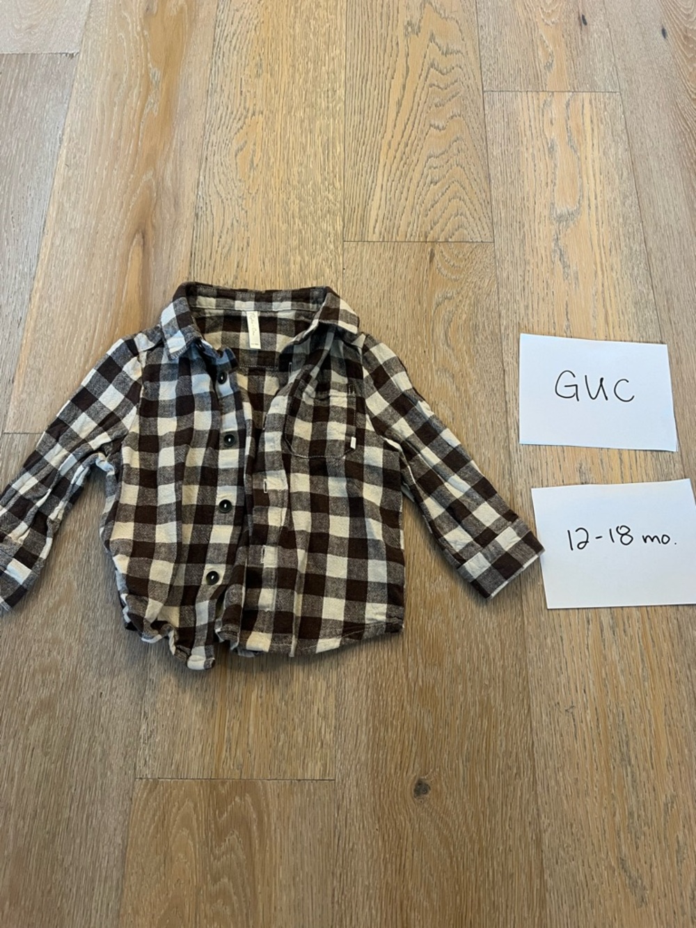 Rylee + Cru Brown and White Plaid Button-Down Shirt